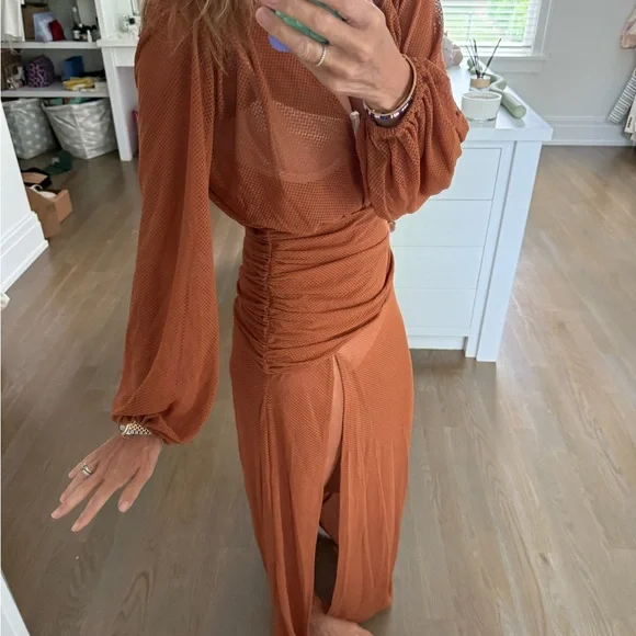 Camila Coelho Brown Sheer Dress
